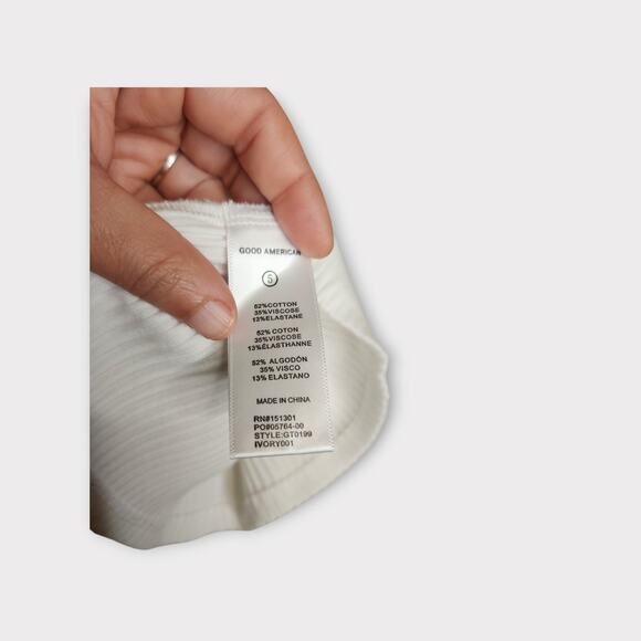 Good American Womens Chunky Ribbed Tank 2XL (5) White Wide Strap Casual Rib Knit - Picture 5 of 8